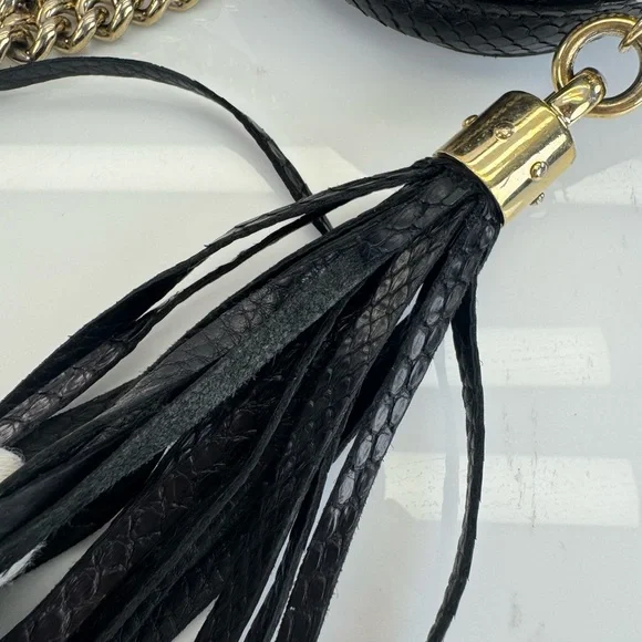 Gucci RARE Black Python SoHo Chain Tassel Shoulder Bag - Picture 12 of 16